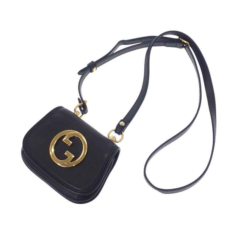 グッチ GUCCI ブロンディ 698635 カードケース レザー ブラック ゴールド金具 レディース【中古】【ABランク】