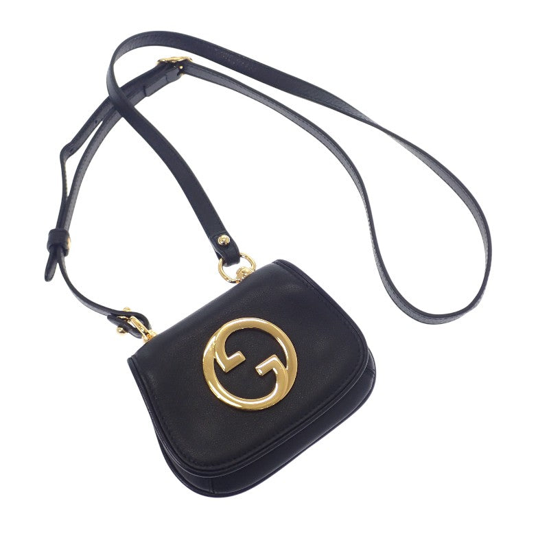 グッチ GUCCI ブロンディ 698635 カードケース レザー ブラック ゴールド金具 レディース【中古】【ABランク】