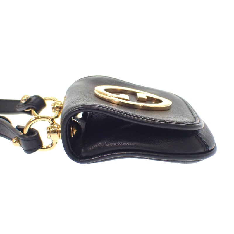 グッチ GUCCI ブロンディ 698635 カードケース レザー ブラック ゴールド金具 レディース【中古】【ABランク】