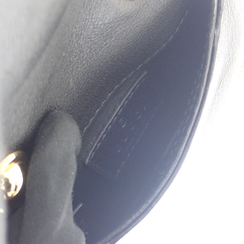 グッチ GUCCI ブロンディ 698635 カードケース レザー ブラック ゴールド金具 レディース【中古】【ABランク】