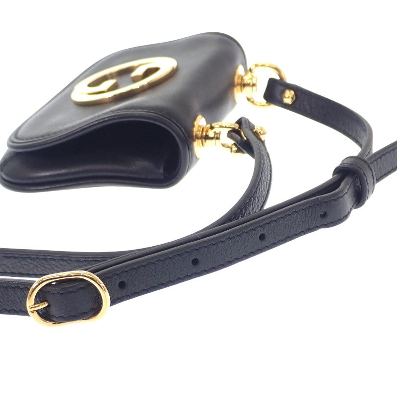 グッチ GUCCI ブロンディ 698635 カードケース レザー ブラック ゴールド金具 レディース【中古】【ABランク】