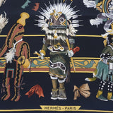 エルメス HERMES カレ90 カチナ Kachinas スカーフ シルク ブラック レディース【中古】【Aランク】