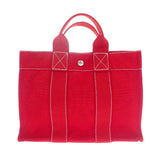 エルメス HERMES ドーヴィルPM ハンドバッグ キャンバス レッド レディース【中古】【ABランク】