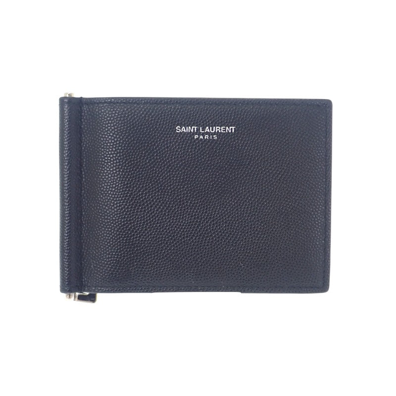サンローラン SAINT LAURENT ビルクリップウォレット 378005BTY0N1000 二つ折り財布 レザー ブラック シルバー金具 メンズ レディース【中古】【Aランク】