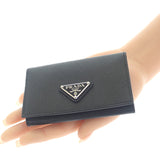 プラダ PRADA サフィアーノトライアングル 1MC110_QHH_F0632 カードケース サフィアーノ ブラック シルバー金具 レディース メンズ【中古】【Aランク】