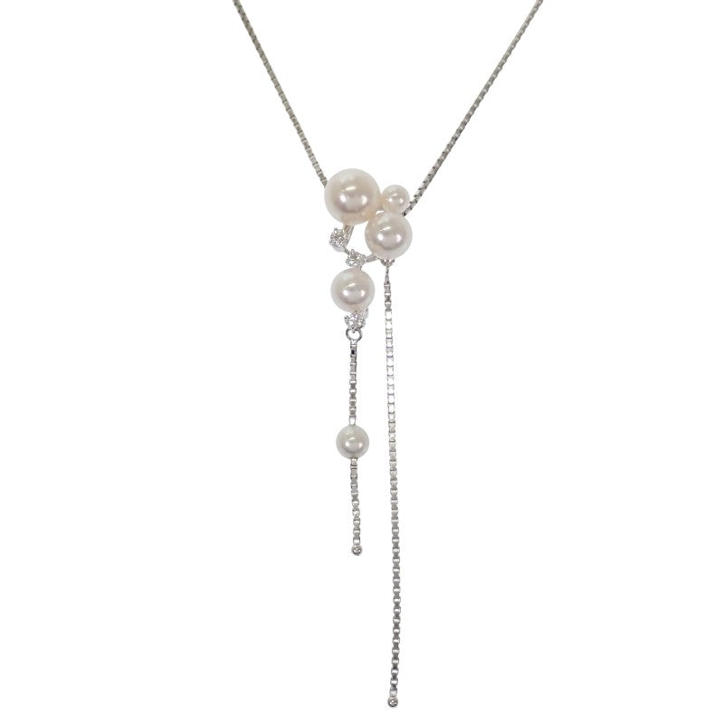タサキ TASAKI クラスター スウィング P-13524-WGK18 ネックレス K18ホワイトゴールド パール ホワイト シルバー ダイヤモンド レディース【中古】【Aランク】