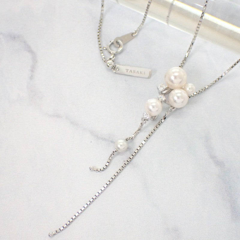 タサキ TASAKI クラスター スウィング P-13524-WGK18 ネックレス K18ホワイトゴールド パール ホワイト ダイヤモンド レディース【中古】【Aランク】