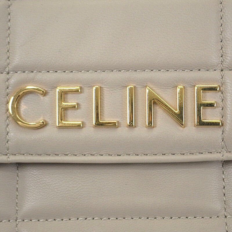 賽琳 CELINE Matelassé Monochrome 111273EPZ.02TR 單肩包 山羊皮 象牙白 金色五金 女士【二手】【A級】