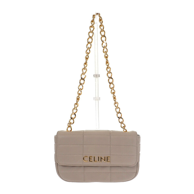 賽琳 CELINE Matelassé Monochrome 111273EPZ.02TR 單肩包 山羊皮 象牙白 金色五金 女士【二手】【A級】