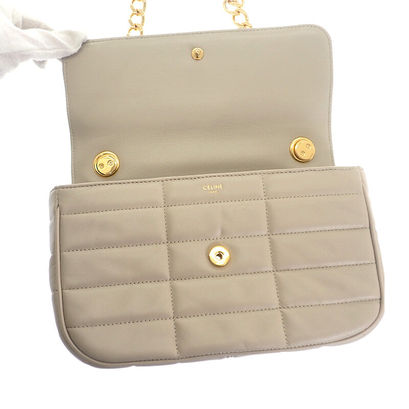 賽琳 CELINE Matelassé Monochrome 111273EPZ.02TR 單肩包 山羊皮 象牙白 金色五金 女士【二手】【A級】