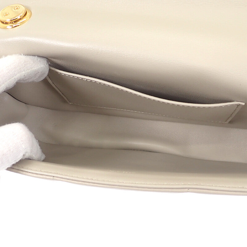 セリーヌ CELINE マトラッセモノクローム 111273EPZ.02TR ショルダーバッグ ゴートレザー アイボリー ゴールド金具 レディース【中古】【Aランク】