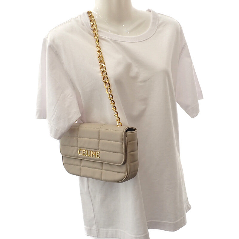 セリーヌ CELINE マトラッセモノクローム 111273EPZ.02TR ショルダーバッグ ゴートレザー アイボリー ゴールド金具 レディース【中古】【Aランク】