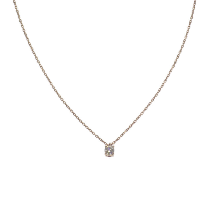 デザインジュエリー 一粒ダイヤ ネックレス K18ピンクゴールド ダイヤモンド レディース【中古】【Aランク】