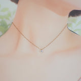 デザインジュエリー 一粒ダイヤ ネックレス K18ピンクゴールド ダイヤモンド レディース【中古】【Aランク】