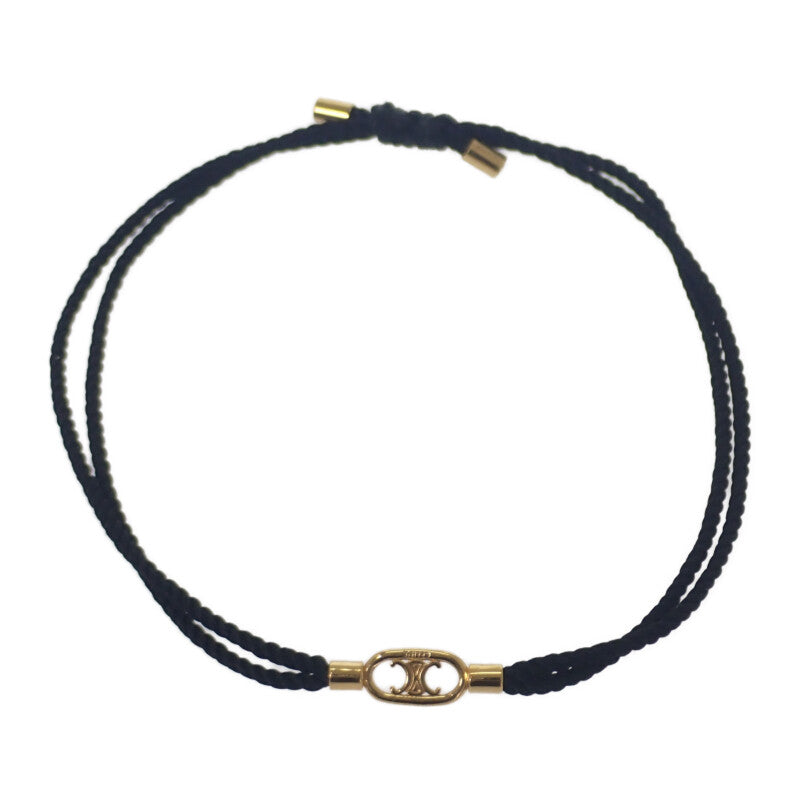 CELINE 賽琳 Maillon Triomphe 編繩手鍊 金屬 黑色 金色 女款 【中古】【A級品】