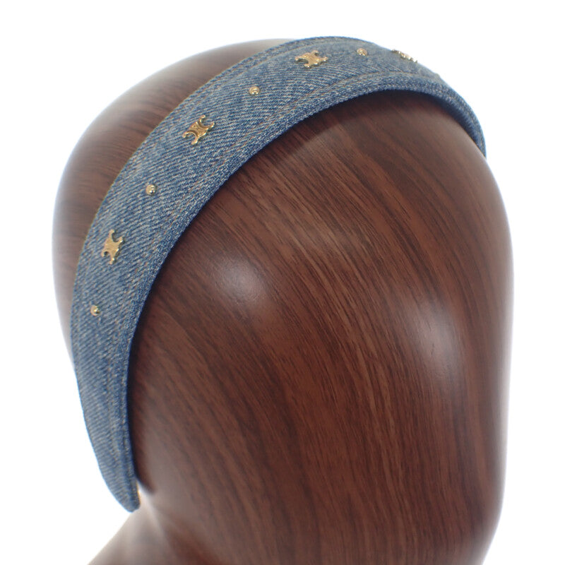 セリーヌ CELINE トリオンフデニムヘアバンド 460YV2BCO.07GD ヘアアクセサリー デニム ブルー ゴールド金具 レディース【中古】【Aランク】