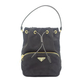 プラダ PRADA デュエットバケット Re-Nylon 1BH038 2WAYバッグ ナイロン ブラック ゴールド金具 レディース【中古】【Aランク】