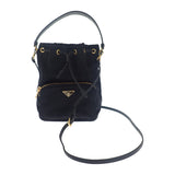 プラダ PRADA デュエットバケット Re-Nylon 1BH038 2WAYバッグ ナイロン ブラック ゴールド金具 レディース【中古】【Aランク】