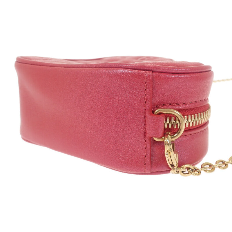 路易威登 LOUIS VUITTON Heart on Chain 小型包 M80837 Monogram 肩背包 皮革 紅色 金色金屬 女款【中古】【A級品】