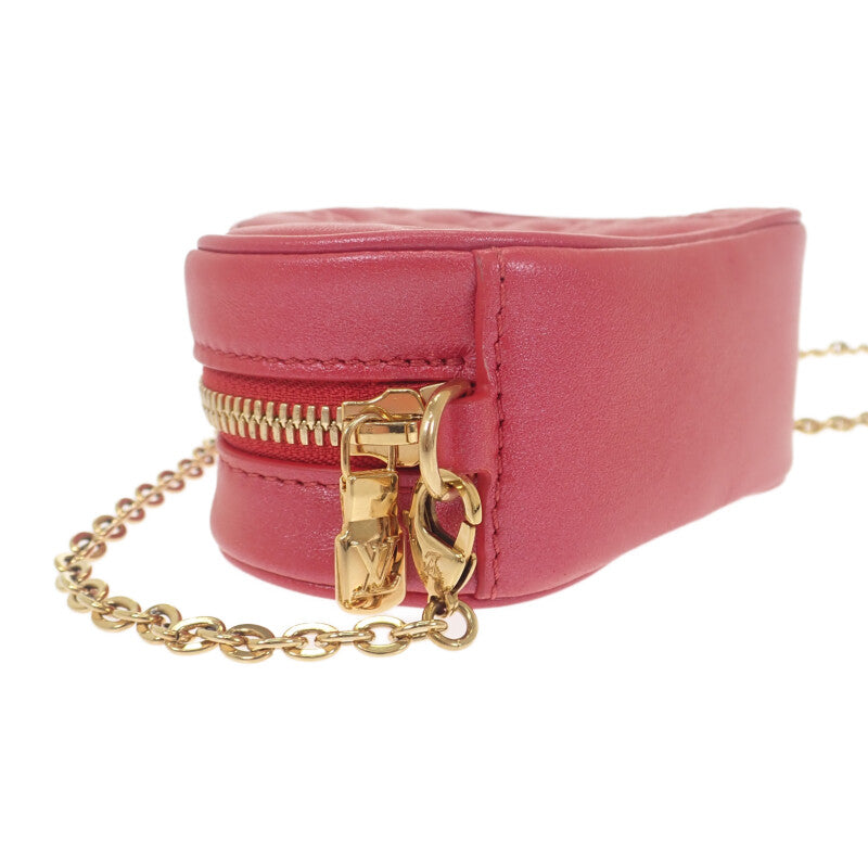 路易威登 LOUIS VUITTON Heart on Chain 小型包 M80837 Monogram 肩背包 皮革 紅色 金色金屬 女款【中古】【A級品】
