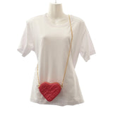 ルイヴィトン LOUIS VUITTON ハートオンチェーン ポーチ M80837 モノグラム ショルダーバッグ レザー レッド ゴールド金具 レディース【中古】【Aランク】