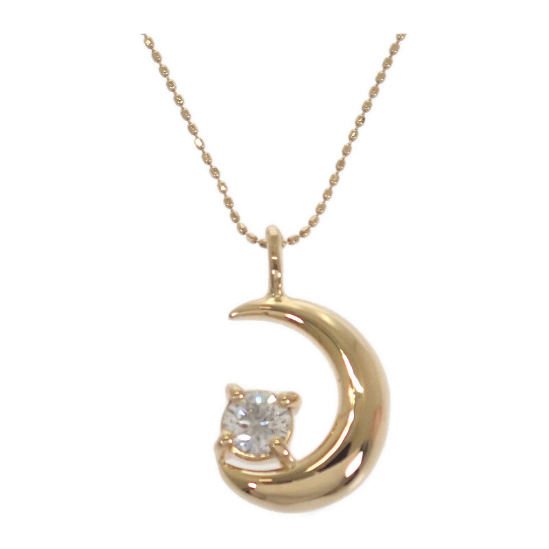 三日月モチーフ ネックレス K18イエローゴールド ダイヤモンド レディース【中古】【Aランク】