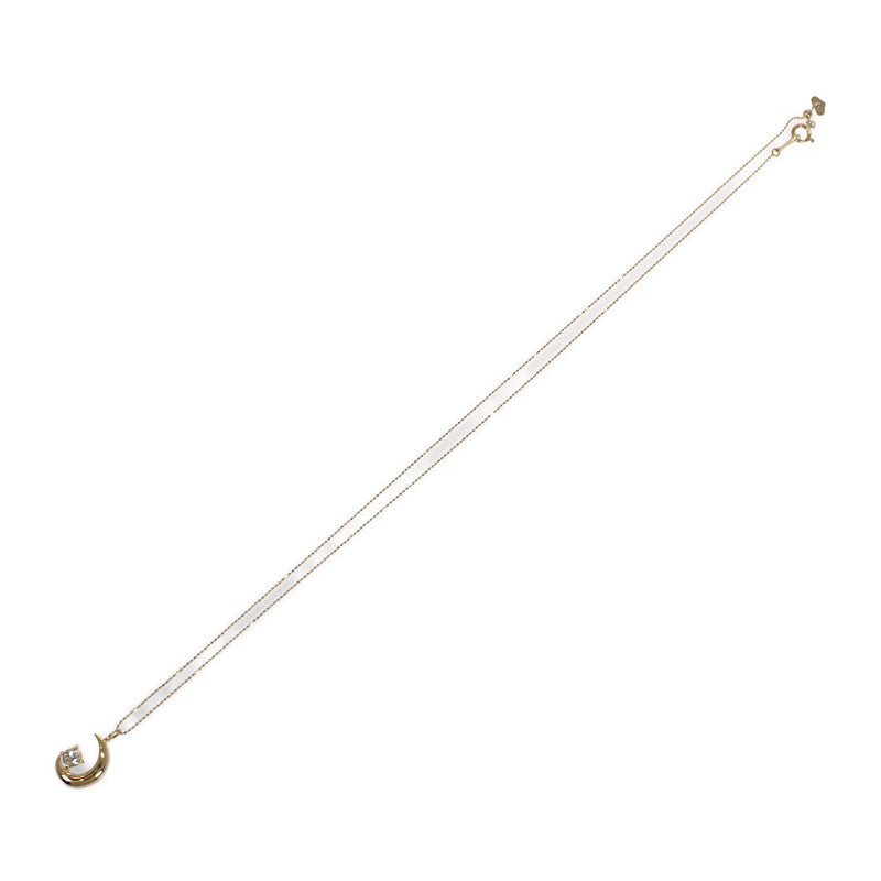 デザイン ジュエリー 三日月モチーフ ネックレス K18イエローゴールド ダイヤモンド レディース【中古】【Aランク】