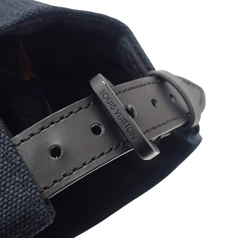 ルイヴィトン LOUIS VUITTON アエログラム M77125 キャップ コットン レザー キュプラ ブラック メンズ【中古】【Aランク】