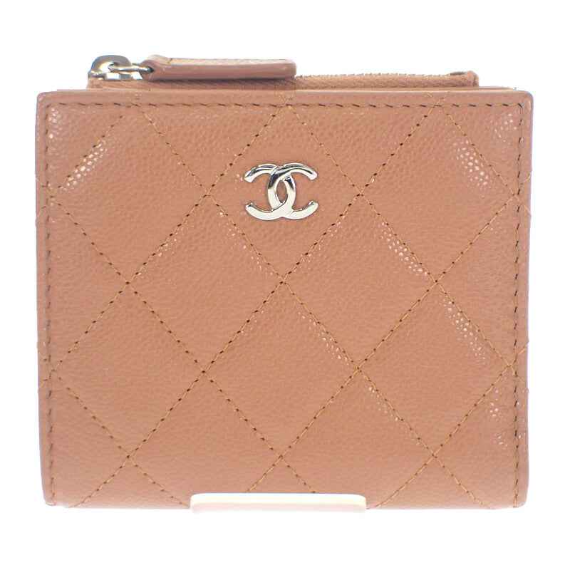 シャネル CHANEL クラシック スモールウォレット AP3388 コインケース グレインカーフレザー キャビアスキン キャメル シルバー金具 レディース【中古】【Aランク】
