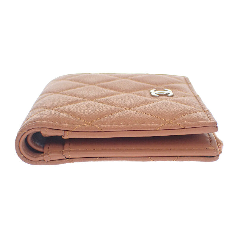 シャネル CHANEL クラシック スモールウォレット AP3388 コインケース グレインカーフレザー キャビアスキン キャメル シルバー金具 レディース【中古】【Aランク】