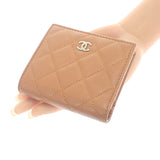 シャネル CHANEL クラシック スモールウォレット AP3388 コインケース グレインカーフレザー キャビアスキン キャメル シルバー金具 レディース【中古】【Aランク】