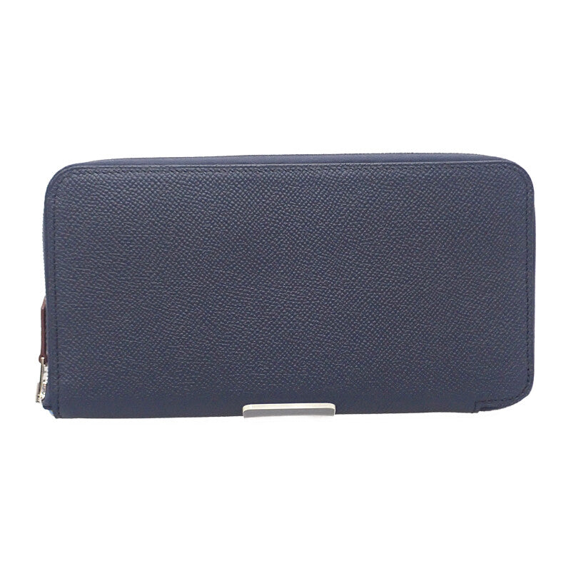 エルメス HERMES アザップ シルクインロング 長財布 ヴォーエプソン シルク ネイビー ブルーインディゴ バレニア レディース メンズ【中古】【Aランク】