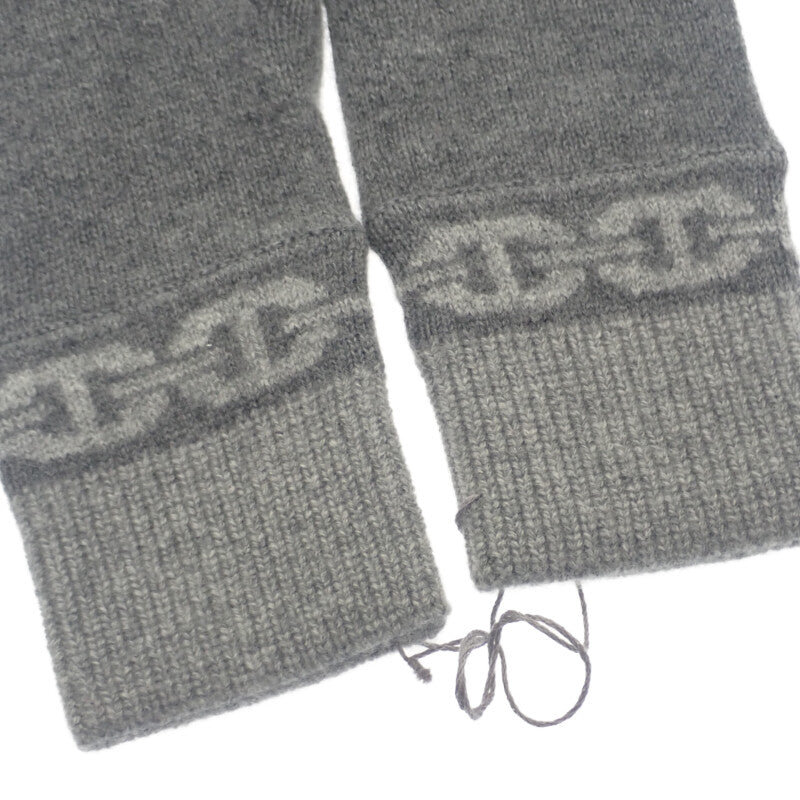 エルメス HERMES ヘヴン グローブ M H232006G_G1S 手袋 カシミヤ ポリウレタン シャルボン グレー レディース【中古】【SAランク】