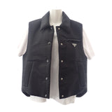 プラダ PRADA Re-Nylon 40 291998_S212_11FC ダウンベスト ナイロン ブラック シルバー金具 レディース【中古】【Aランク】