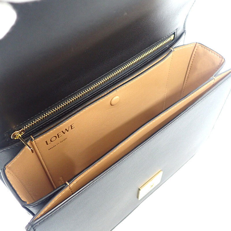 LOEWE 羅威 Goya 中號包 A896N01X03 肩背包 小牛皮 黑色 金色五金 女士【中古】【AB級品】