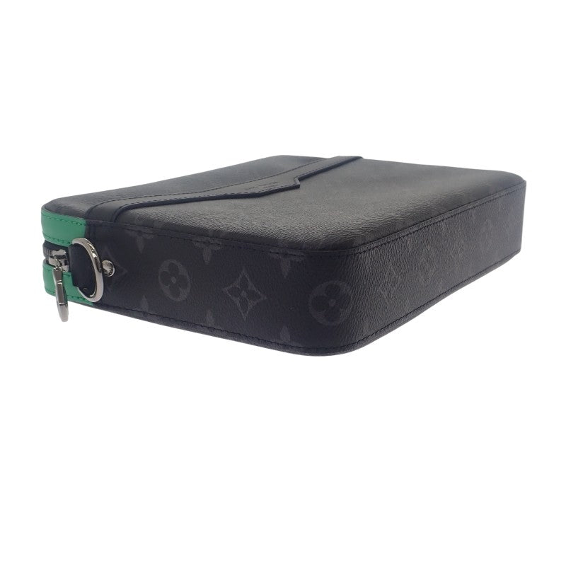 路易威登 LOUIS VUITTON Trio Messenger M26052 斜背包 Monogram Eclipse 帆布 黑色 竹綠色 男款【中古】【A級品】