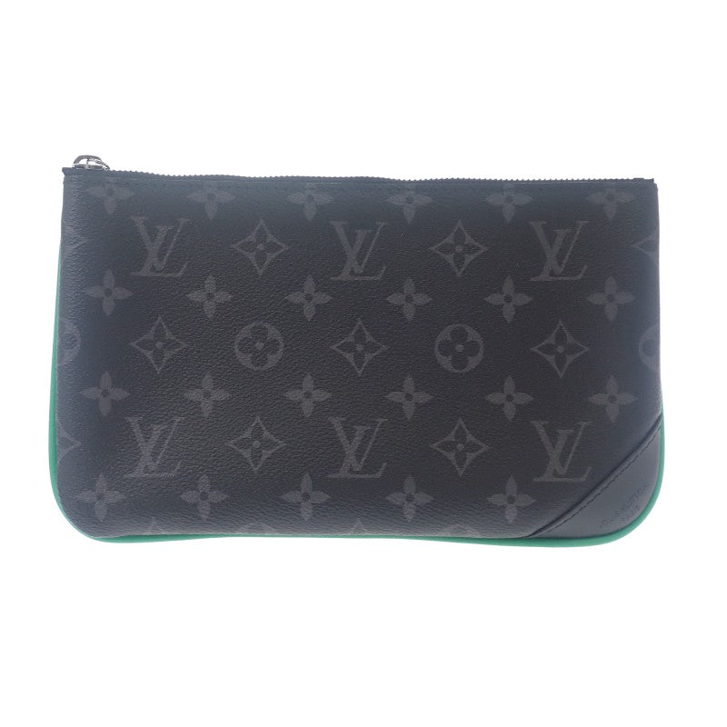 路易威登 LOUIS VUITTON Trio Messenger M26052 斜背包 Monogram Eclipse 帆布 黑色 竹綠色 男款【中古】【A級品】