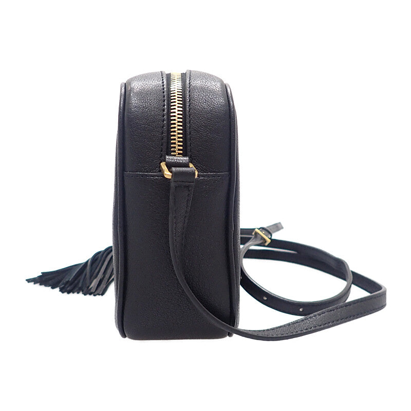 聖羅蘭 SAINT LAURENT Lou 相機包 612542 肩背包 小牛皮 黑色 金色金屬 女士【二手】【AB級】