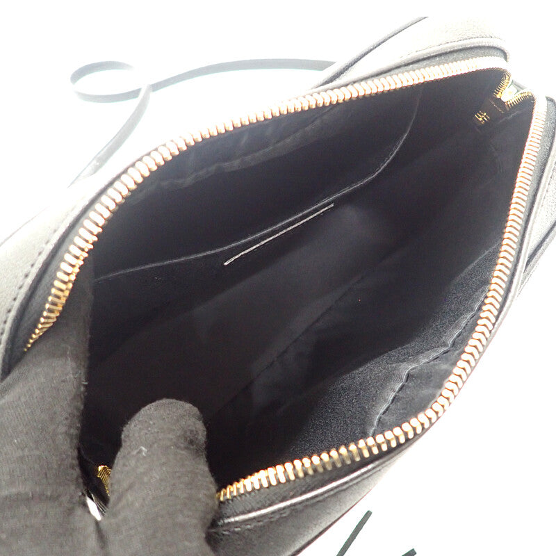 聖羅蘭 SAINT LAURENT Lou 相機包 612542 肩背包 小牛皮 黑色 金色金屬 女士【二手】【AB級】
