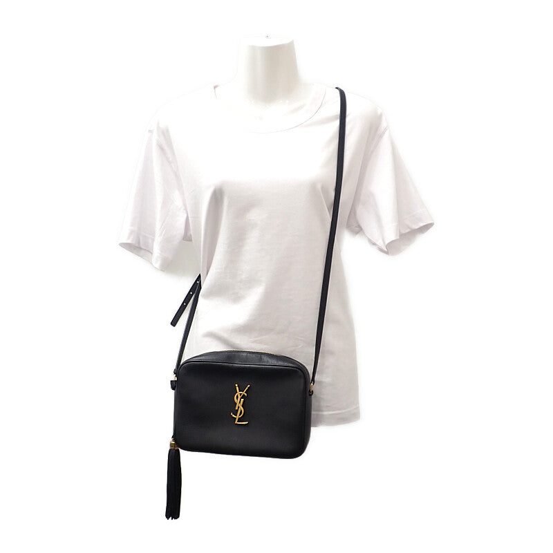 聖羅蘭 SAINT LAURENT Lou 相機包 612542 肩背包 小牛皮 黑色 金色金屬 女士【二手】【AB級】
