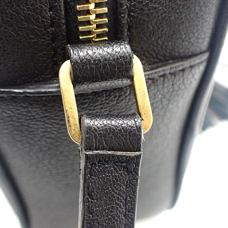 聖羅蘭 SAINT LAURENT Lou 相機包 612542 肩背包 小牛皮 黑色 金色金屬 女士【二手】【AB級】