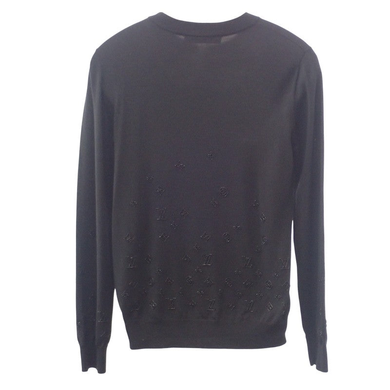 ルイヴィトン LOUIS VUITTON エンベリッシュド イブニングクルーネック L 1AIHO9 ニット ウール ブラック メンズ【中古】【Aランク】