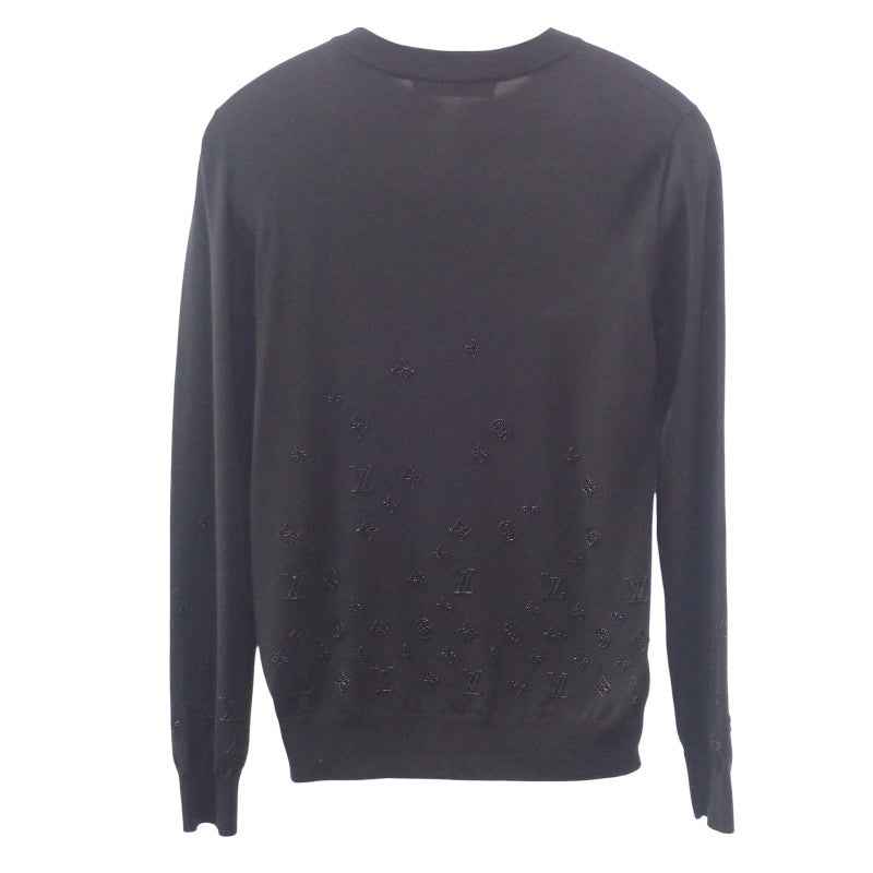 ルイヴィトン LOUIS VUITTON エンベリッシュド イブニングクルーネック L 1AIHO9 ニット ウール ブラック メンズ【中古】【Aランク】