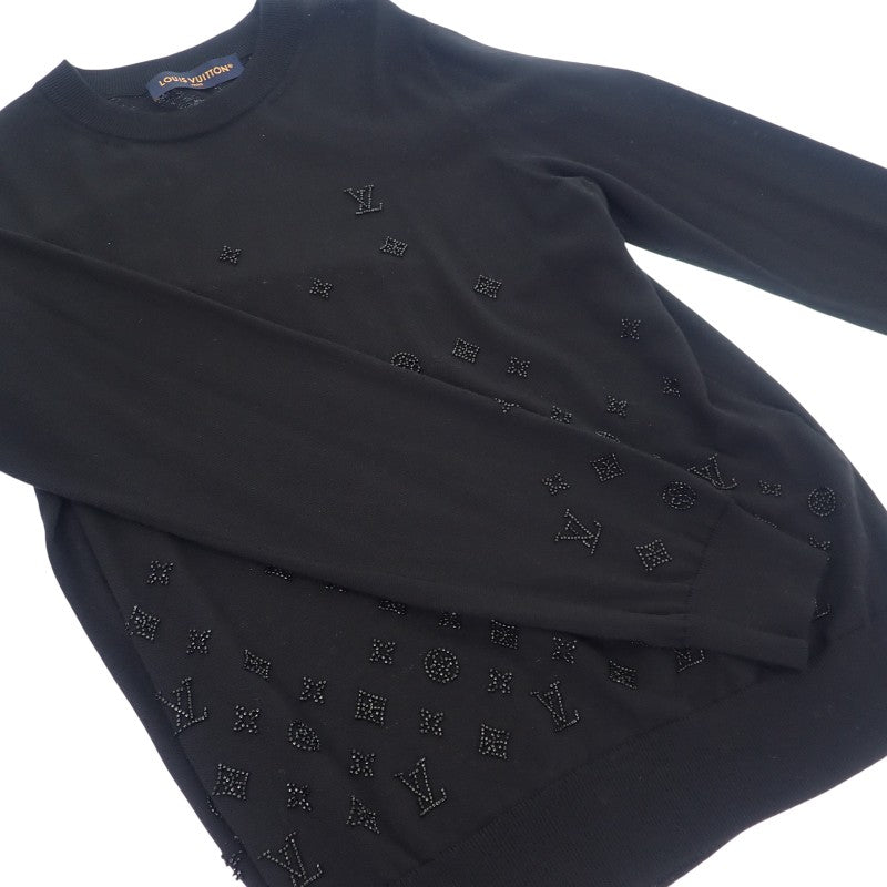 ルイヴィトン LOUIS VUITTON エンベリッシュド イブニングクルーネック L 1AIHO9 ニット ウール ブラック メンズ【中古】【Aランク】