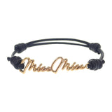 ミュウミュウ MIUMIU ロゴ レザー 5IB4012F33 ブレスレット メタル レザー ナッパレザー ゴールド ブラック レディース【中古】【Aランク】