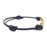 ミュウミュウ MIUMIU ロゴ レザー 5IB4012F33 ブレスレット メタル レザー ナッパレザー ゴールド ブラック レディース【中古】【Aランク】