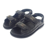 シャネル CHANEL フットベット サンダル G35927 X56140 94305 サンダル グレインカーフレザー キャビアスキン ブラック レディース【中古】【Aランク】