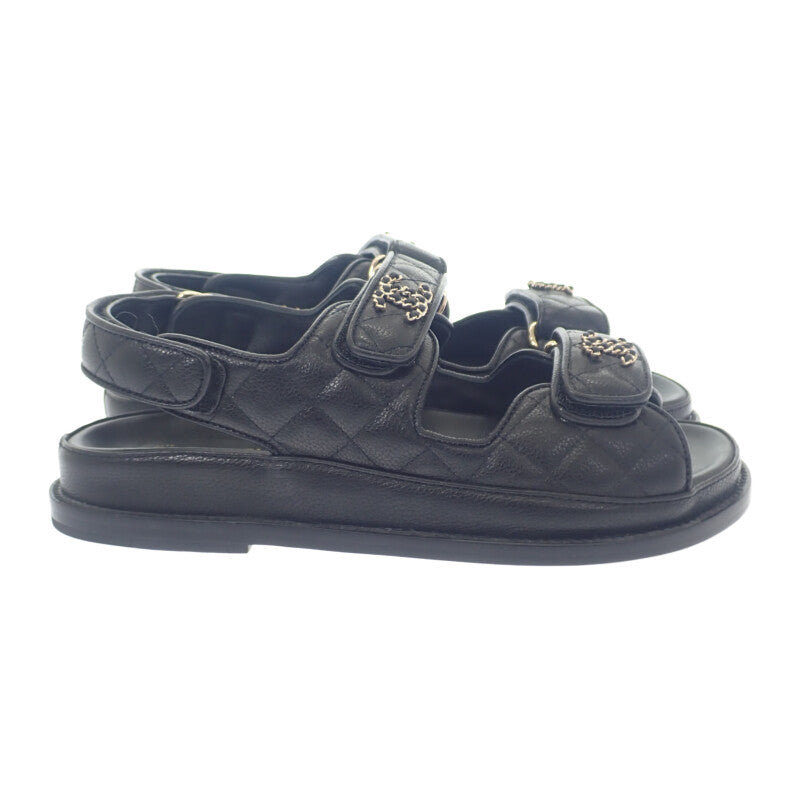 シャネル CHANEL フットベット サンダル G35927 X56140 94305 サンダル グレインカーフレザー キャビアスキン ブラック レディース【中古】【Aランク】