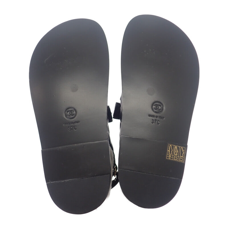 シャネル CHANEL フットベット サンダル G35927 X56140 94305 サンダル グレインカーフレザー キャビアスキン ブラック レディース【中古】【Aランク】