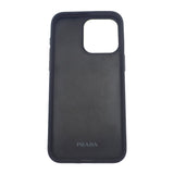 プラダ PRADA iPhone15 Pro Maxケース 2ZH183 QHH F0002 携帯・スマホアクセサリー サフィアーノ ブラック シルバー金具 レディース メンズ【中古】【Aランク】